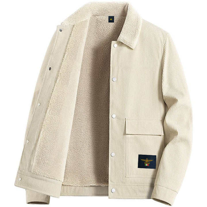 Men’s Winter Corduroy Jacket – Lamb Fleece Lined, Thickened Warm Casual Coat