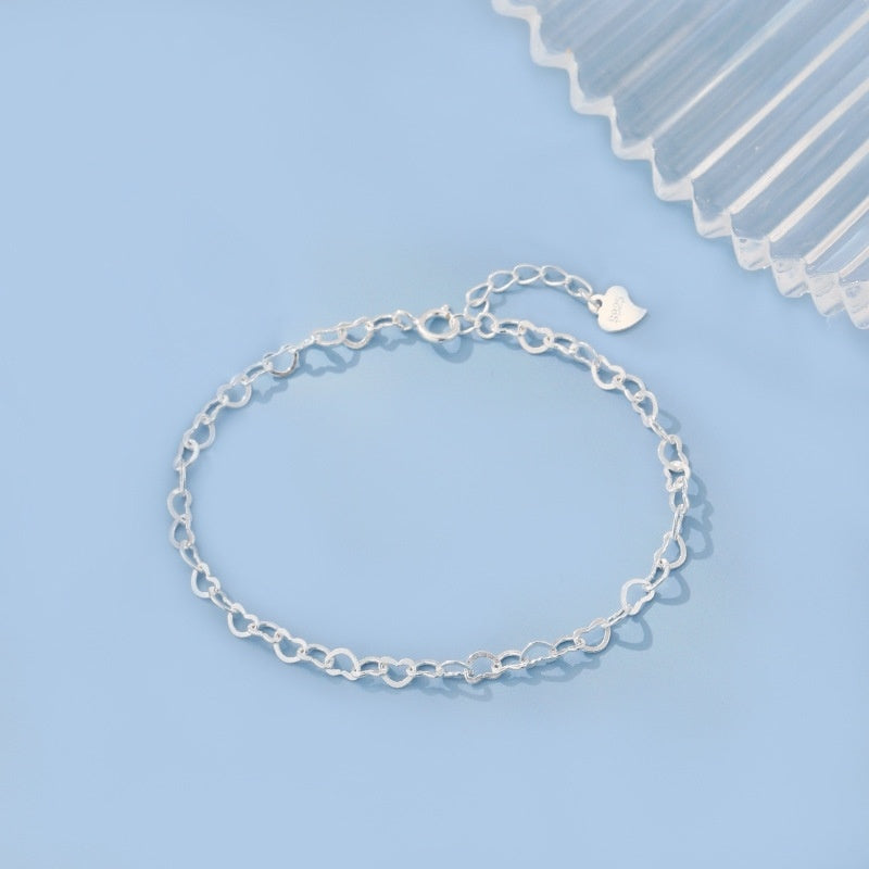 S925 Silver Heart Bracelet Simple Temperament Heart-shaped