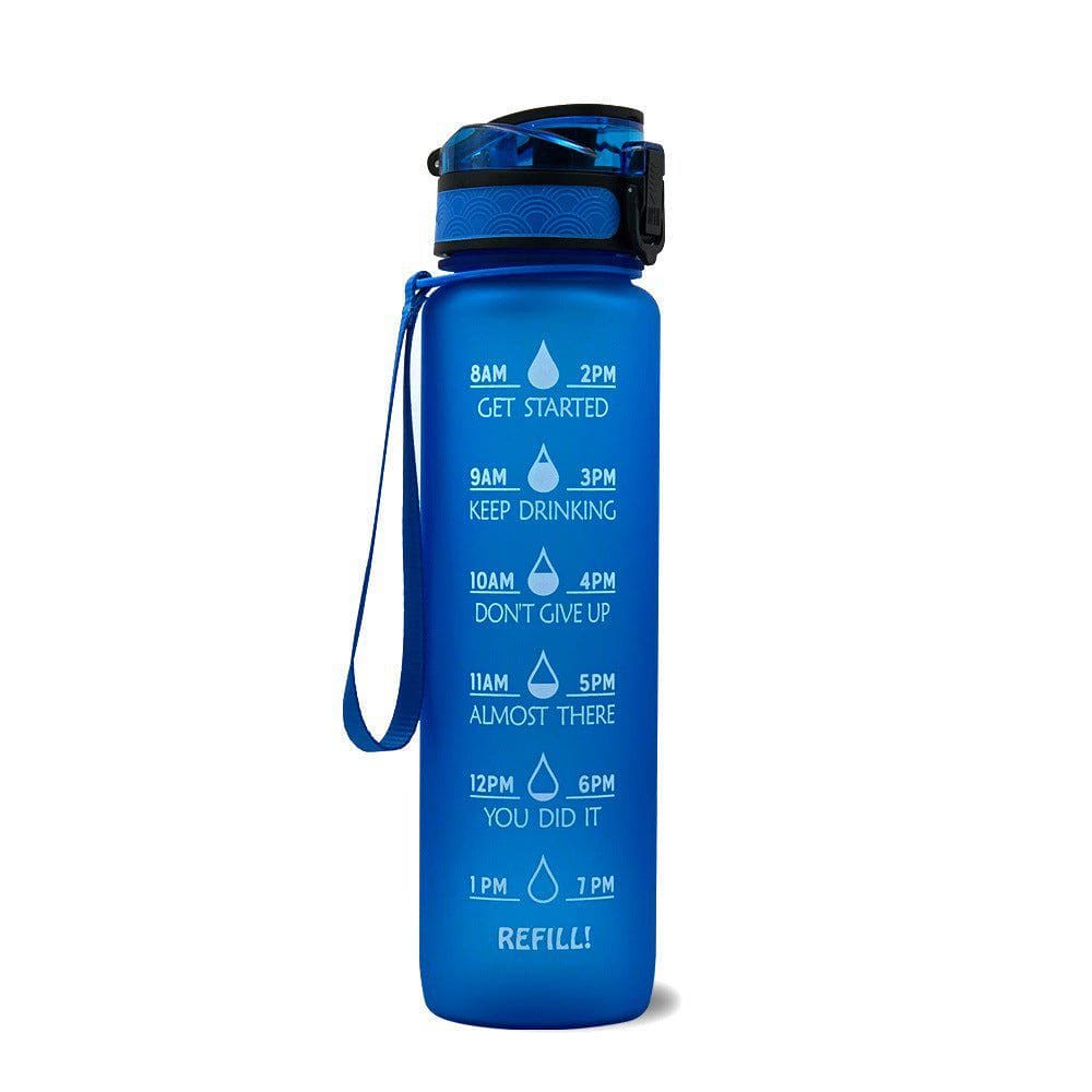 1L Tritan Motivational Water Bottle with Time Marker – Leakproof Flip - Top Sports Bottle with Strap & Strainer for Fitness, Gym, and Outdoor Use by LUXE AHMAR – Available at LUXE AHMAR