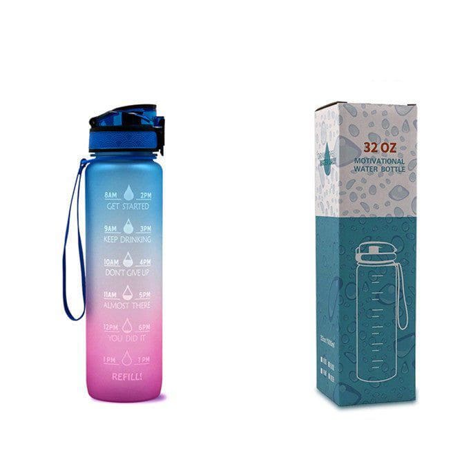 1L Tritan Motivational Water Bottle with Time Marker – Leakproof Flip - Top Sports Bottle with Strap & Strainer for Fitness, Gym, and Outdoor Use by LUXE AHMAR – Available at LUXE AHMAR