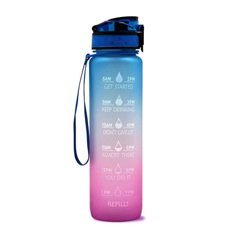 1L Tritan Motivational Water Bottle with Time Marker – Leakproof Flip - Top Sports Bottle with Strap & Strainer for Fitness, Gym, and Outdoor Use by LUXE AHMAR – Available at LUXE AHMAR