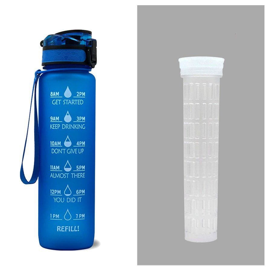 1L Tritan Motivational Water Bottle with Time Marker – Leakproof Flip - Top Sports Bottle with Strap & Strainer for Fitness, Gym, and Outdoor Use by LUXE AHMAR – Available at LUXE AHMAR
