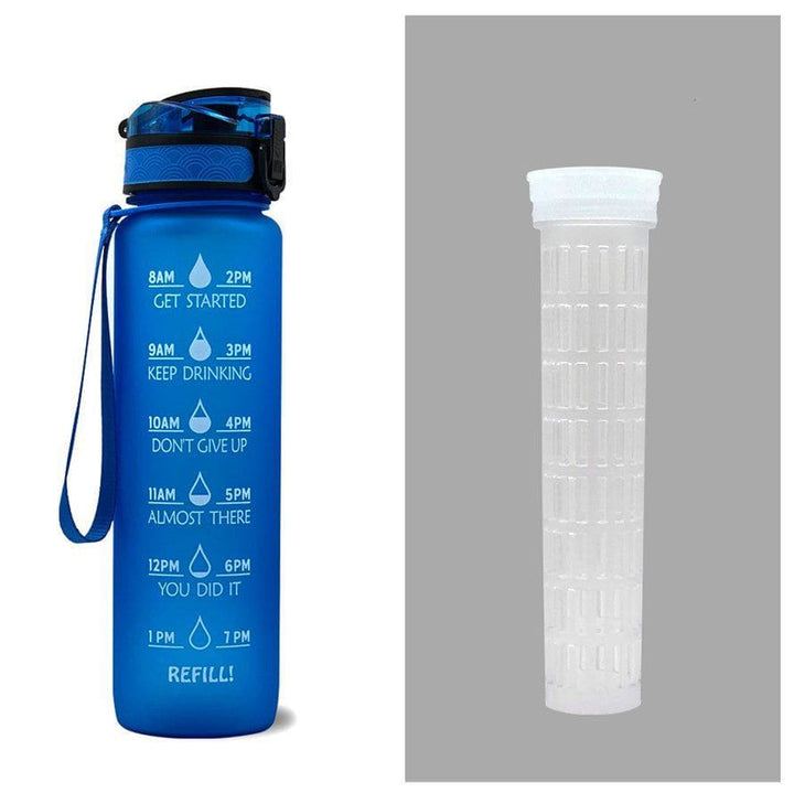 1L Tritan Motivational Water Bottle with Time Marker – Leakproof Flip - Top Sports Bottle with Strap & Strainer for Fitness, Gym, and Outdoor Use by LUXE AHMAR – Available at LUXE AHMAR