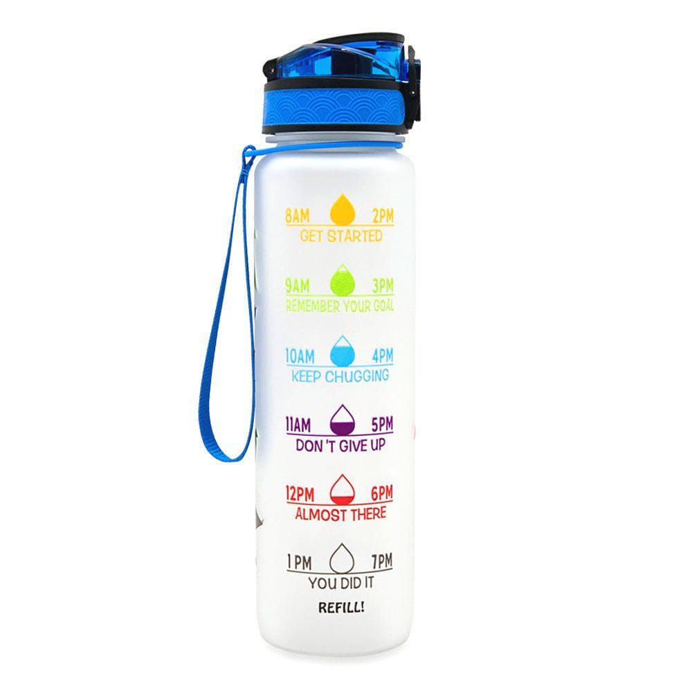 1L Tritan Motivational Water Bottle with Time Marker – Leakproof Flip - Top Sports Bottle with Strap & Strainer for Fitness, Gym, and Outdoor Use by LUXE AHMAR – Available at LUXE AHMAR
