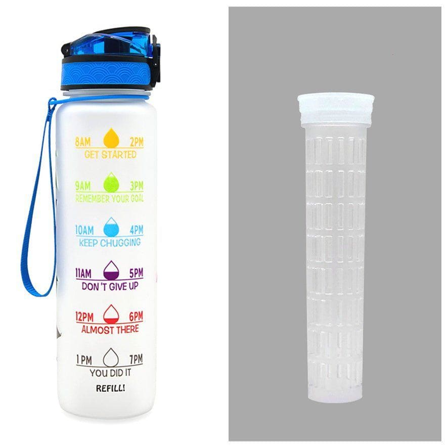 1L Tritan Motivational Water Bottle with Time Marker – Leakproof Flip - Top Sports Bottle with Strap & Strainer for Fitness, Gym, and Outdoor Use by LUXE AHMAR – Available at LUXE AHMAR