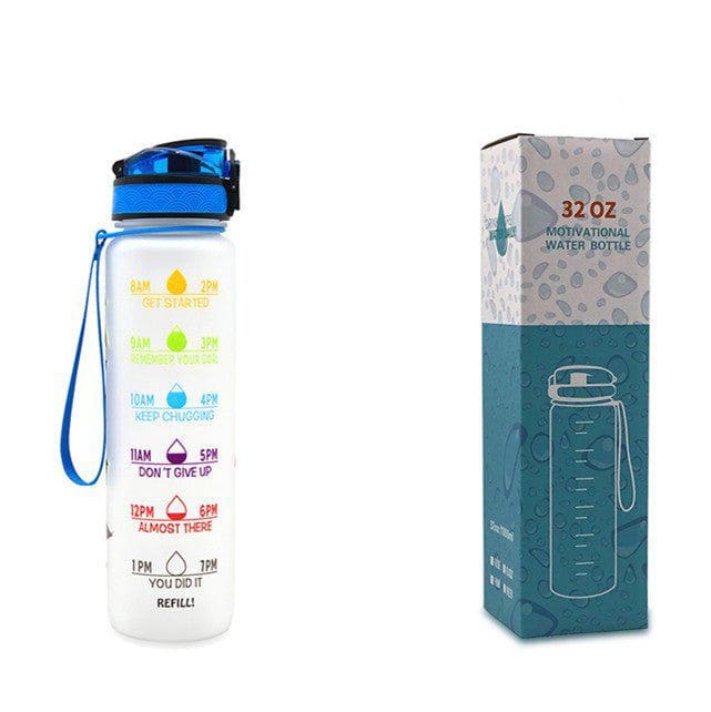 1L Tritan Motivational Water Bottle with Time Marker – Leakproof Flip - Top Sports Bottle with Strap & Strainer for Fitness, Gym, and Outdoor Use by LUXE AHMAR – Available at LUXE AHMAR
