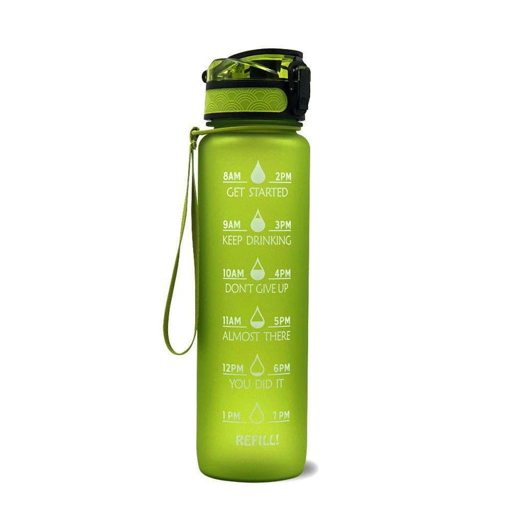 1L Tritan Motivational Water Bottle with Time Marker – Leakproof Flip - Top Sports Bottle with Strap & Strainer for Fitness, Gym, and Outdoor Use by LUXE AHMAR – Available at LUXE AHMAR