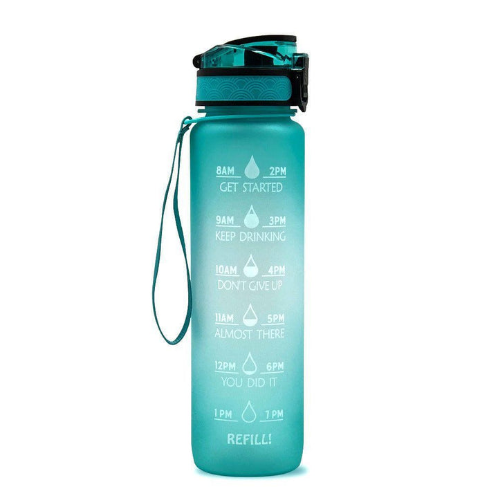 1L Tritan Motivational Water Bottle with Time Marker – Leakproof Flip - Top Sports Bottle with Strap & Strainer for Fitness, Gym, and Outdoor Use by LUXE AHMAR – Available at LUXE AHMAR