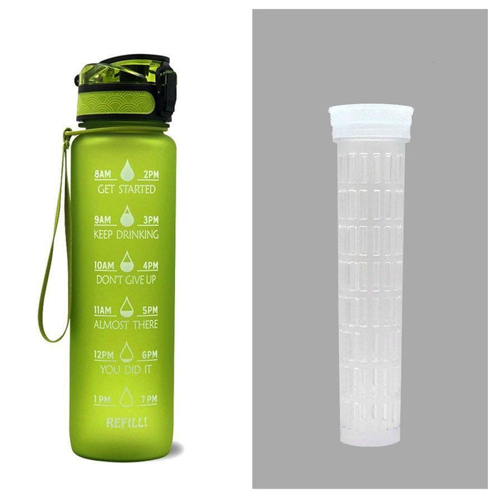1L Tritan Motivational Water Bottle with Time Marker – Leakproof Flip - Top Sports Bottle with Strap & Strainer for Fitness, Gym, and Outdoor Use by LUXE AHMAR – Available at LUXE AHMAR