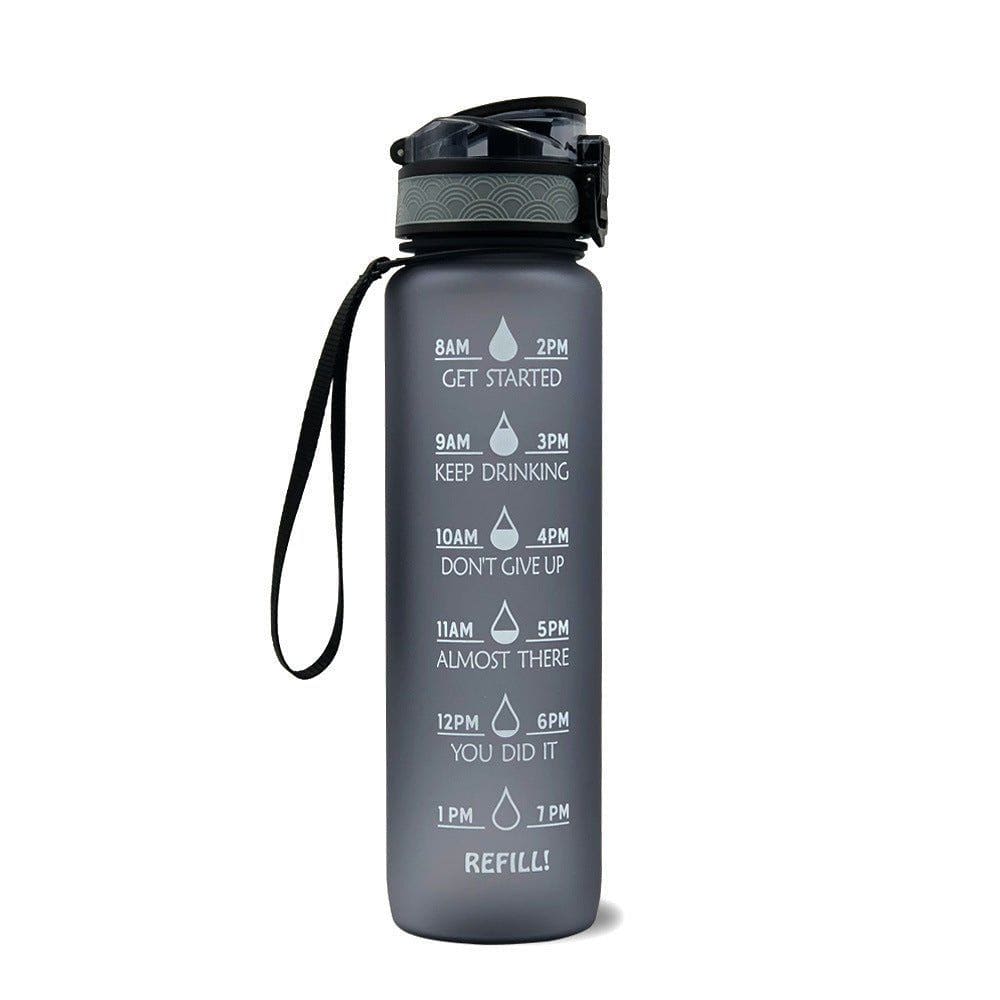 1L Tritan Motivational Water Bottle with Time Marker – Leakproof Flip - Top Sports Bottle with Strap & Strainer for Fitness, Gym, and Outdoor Use by LUXE AHMAR – Available at LUXE AHMAR
