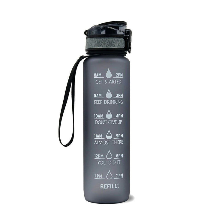 1L Tritan Motivational Water Bottle with Time Marker – Leakproof Flip - Top Sports Bottle with Strap & Strainer for Fitness, Gym, and Outdoor Use by LUXE AHMAR – Available at LUXE AHMAR