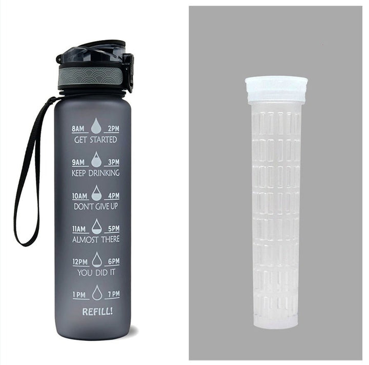 1L Tritan Motivational Water Bottle with Time Marker – Leakproof Flip - Top Sports Bottle with Strap & Strainer for Fitness, Gym, and Outdoor Use by LUXE AHMAR – Available at LUXE AHMAR