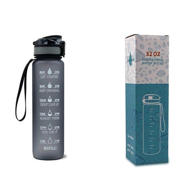 1L Tritan Motivational Water Bottle with Time Marker – Leakproof Flip - Top Sports Bottle with Strap & Strainer for Fitness, Gym, and Outdoor Use by LUXE AHMAR – Available at LUXE AHMAR