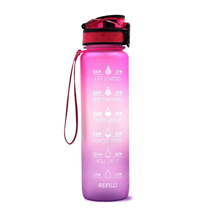 1L Tritan Motivational Water Bottle with Time Marker – Leakproof Flip - Top Sports Bottle with Strap & Strainer for Fitness, Gym, and Outdoor Use by LUXE AHMAR – Available at LUXE AHMAR