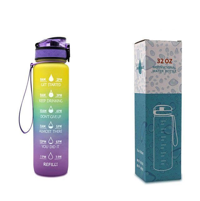 1L Tritan Motivational Water Bottle with Time Marker – Leakproof Flip - Top Sports Bottle with Strap & Strainer for Fitness, Gym, and Outdoor Use by LUXE AHMAR – Available at LUXE AHMAR