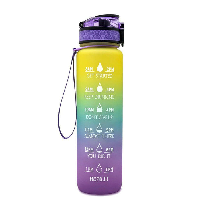 1L Tritan Motivational Water Bottle with Time Marker – Leakproof Flip - Top Sports Bottle with Strap & Strainer for Fitness, Gym, and Outdoor Use by LUXE AHMAR – Available at LUXE AHMAR