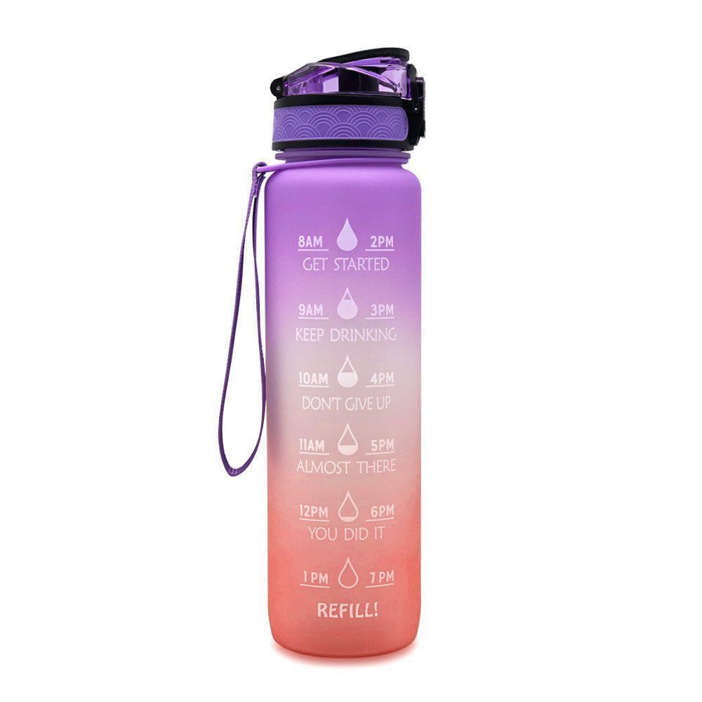 1L Tritan Motivational Water Bottle with Time Marker – Leakproof Flip - Top Sports Bottle with Strap & Strainer for Fitness, Gym, and Outdoor Use by LUXE AHMAR – Available at LUXE AHMAR