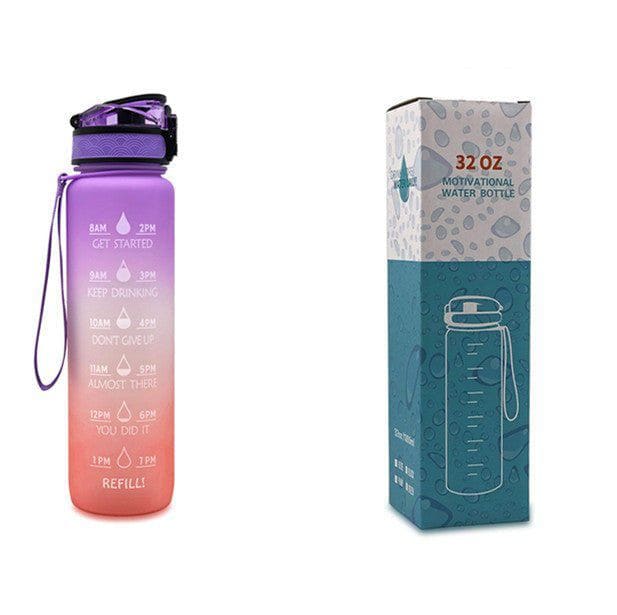 1L Tritan Motivational Water Bottle with Time Marker – Leakproof Flip - Top Sports Bottle with Strap & Strainer for Fitness, Gym, and Outdoor Use by LUXE AHMAR – Available at LUXE AHMAR