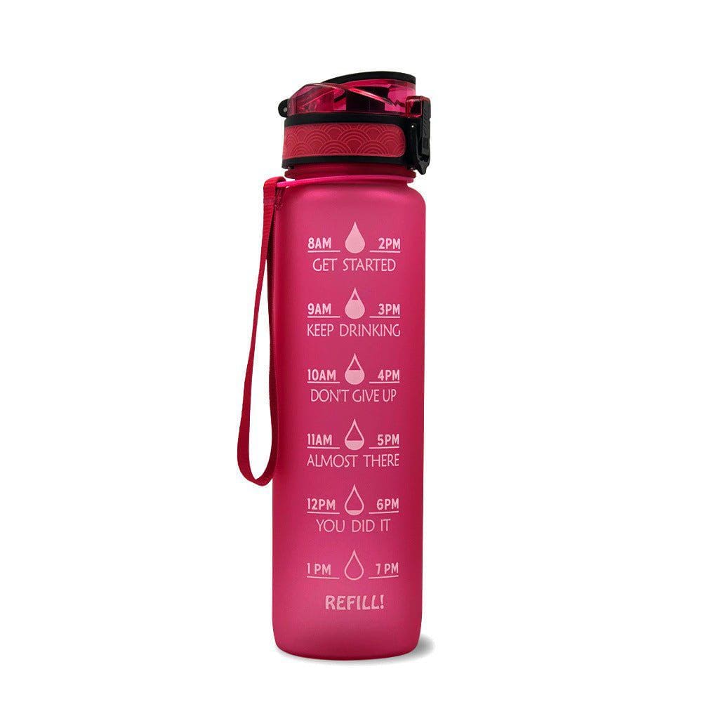 1L Tritan Motivational Water Bottle with Time Marker – Leakproof Flip - Top Sports Bottle with Strap & Strainer for Fitness, Gym, and Outdoor Use by LUXE AHMAR – Available at LUXE AHMAR