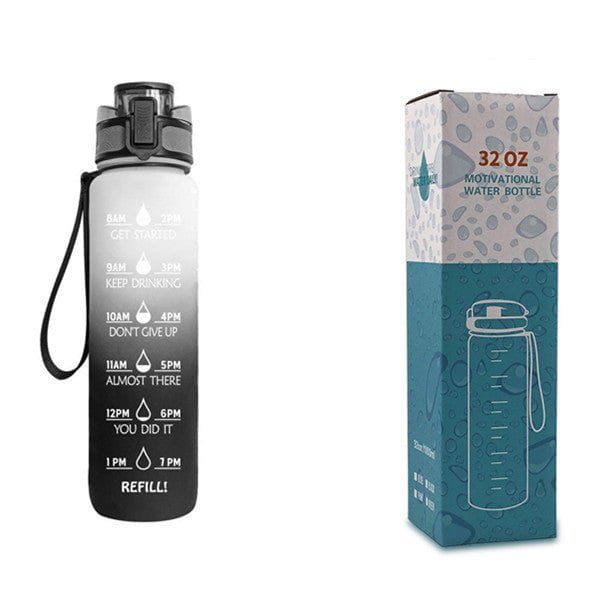 1L Tritan Motivational Water Bottle with Time Marker – Leakproof Flip - Top Sports Bottle with Strap & Strainer for Fitness, Gym, and Outdoor Use by LUXE AHMAR – Available at LUXE AHMAR