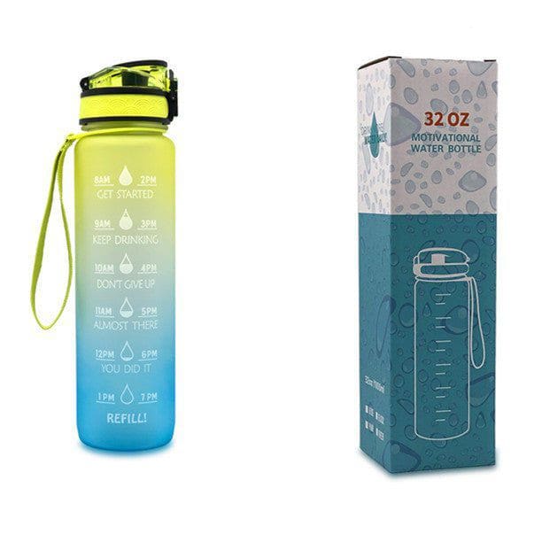1L Tritan Motivational Water Bottle with Time Marker – Leakproof Flip - Top Sports Bottle with Strap & Strainer for Fitness, Gym, and Outdoor Use by LUXE AHMAR – Available at LUXE AHMAR