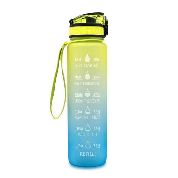 1L Tritan Motivational Water Bottle with Time Marker – Leakproof Flip - Top Sports Bottle with Strap & Strainer for Fitness, Gym, and Outdoor Use by LUXE AHMAR – Available at LUXE AHMAR