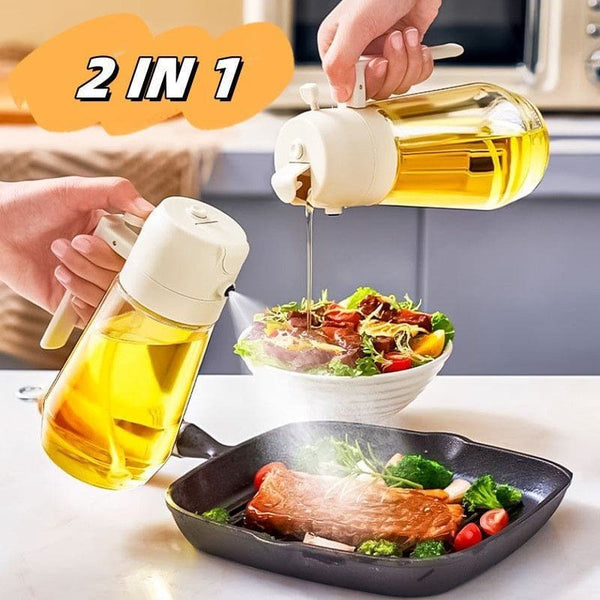 2 - in - 1 Olive Oil Sprayer & Dispenser – 470ML Glass Oil Bottle for Cooking, BBQ, Air Fryer | Dual - Mode Spray & Pour Design for Vinegar, Soy Sauce, More by LUXE AHMAR – Available at LUXE AHMAR