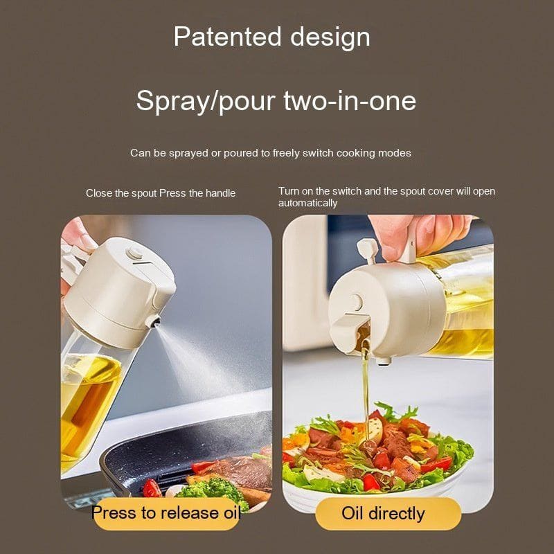 2 - in - 1 Olive Oil Sprayer & Dispenser – 470ML Glass Oil Bottle for Cooking, BBQ, Air Fryer | Dual - Mode Spray & Pour Design for Vinegar, Soy Sauce, More by LUXE AHMAR – Available at LUXE AHMAR