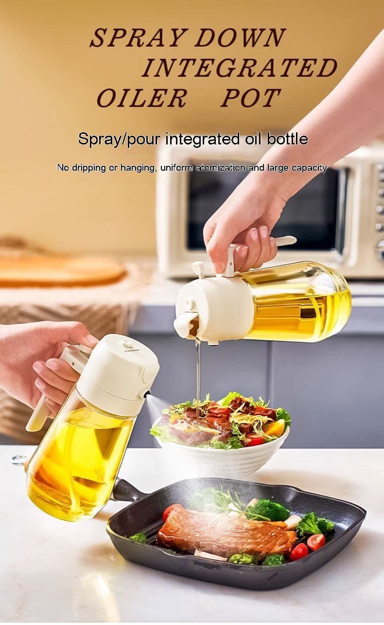 2 - in - 1 Olive Oil Sprayer & Dispenser – 470ML Glass Oil Bottle for Cooking, BBQ, Air Fryer | Dual - Mode Spray & Pour Design for Vinegar, Soy Sauce, More by LUXE AHMAR – Available at LUXE AHMAR