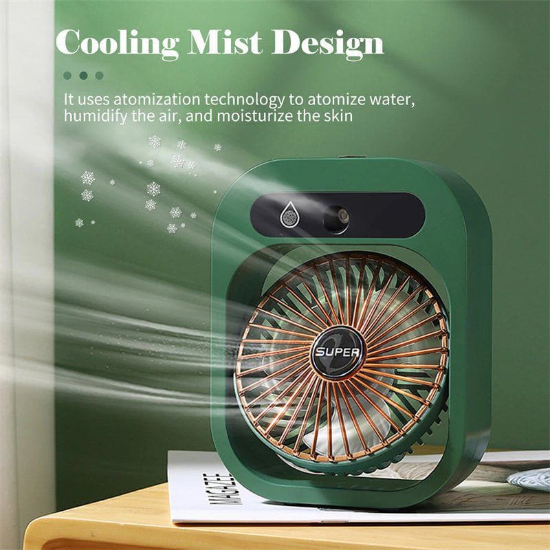 2 - in - 1 USB Rechargeable Misting Fan – Portable Air Cooler & Humidifier with 3 Wind Speeds, Spray Cooling Fan for Desk, Home, Office, Travel by LUXE AHMAR – Available at LUXE AHMAR