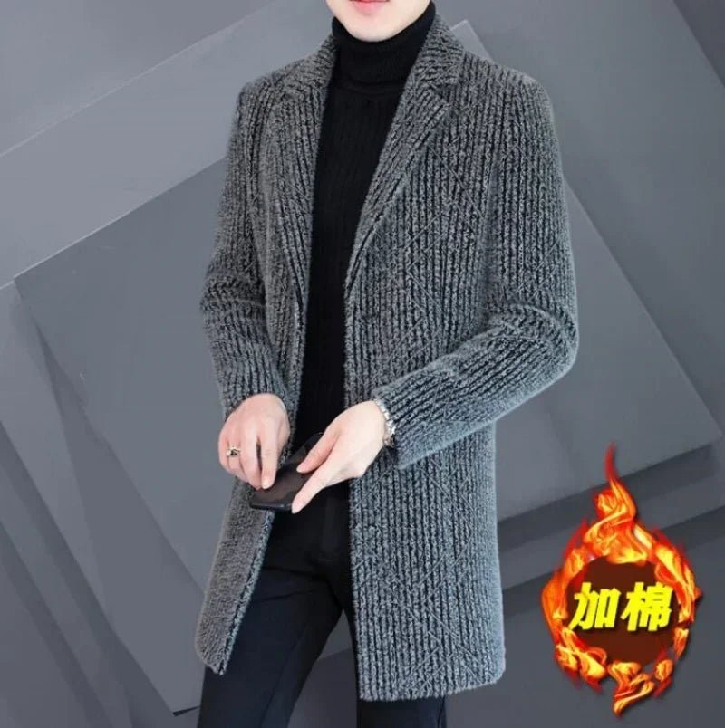 2024 High - end Feel Men Fashion Handsome All Woolen Coat Suit Collar Long Trench Coat Woolen Coat Thick Casual Winter Jacket Men by Luxe Ahmar – Available at LUXE AHMAR