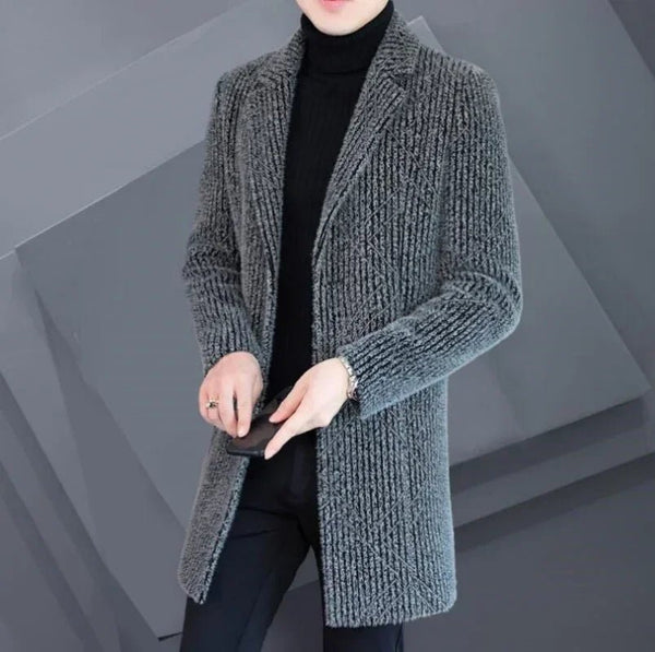 2024 High - end Feel Men Fashion Handsome All Woolen Coat Suit Collar Long Trench Coat Woolen Coat Thick Casual Winter Jacket Men by Luxe Ahmar – Available at LUXE AHMAR