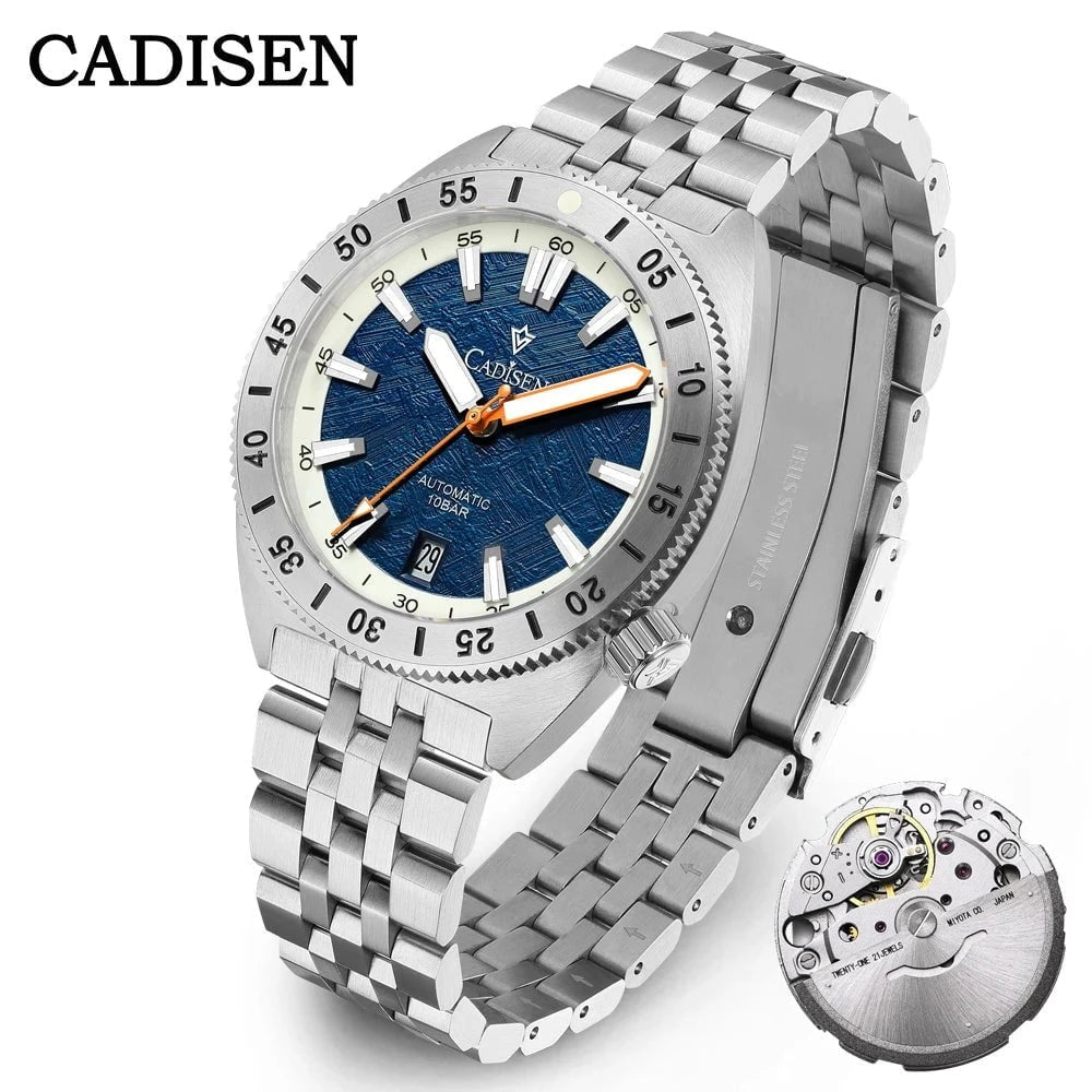 2025 CADISEN C8231 Men's Automatic Watch – Meteorite Dial, Sapphire Crystal, 10Bar Waterproof, 8215 Movement, Stainless Steel Business Casual Timepiece by Luxe Ahmar – Available at LUXE AHMAR