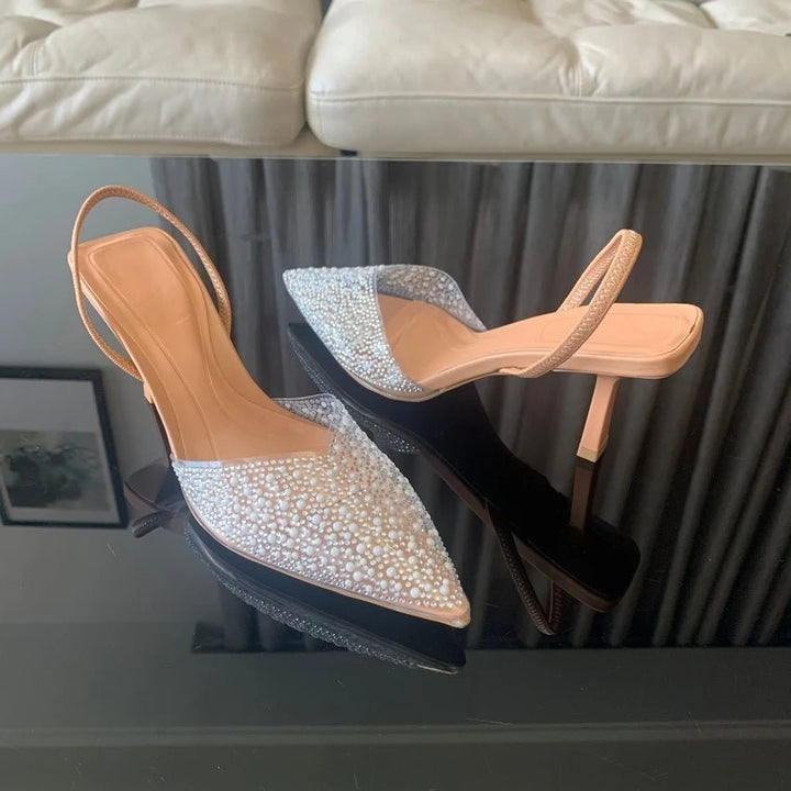 2025 Fashion Summer Women High Heels – Pearl Decoration Slingback Woman Pumps, Pointed Toe High Heels Sandals, Elegant Woman Shoes by Luxe Ahmar – Available at LUXE AHMAR