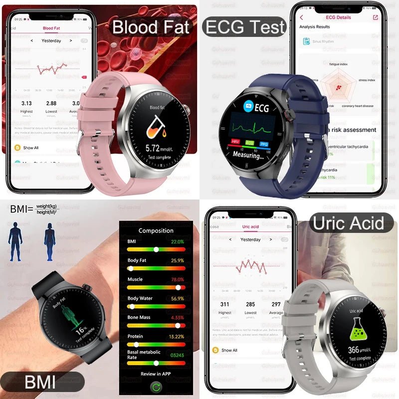 2025 Medical Grade Smartwatch - Uric Acid, Blood Glucose, ECG, Heart Rate & Blood Pressure Health Monitor by Luxe Ahmar – Available at LUXE AHMAR
