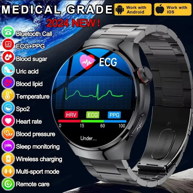 2025 Medical Grade Smartwatch - Uric Acid, Blood Glucose, ECG, Heart Rate & Blood Pressure Health Monitor by Luxe Ahmar – Available at LUXE AHMAR