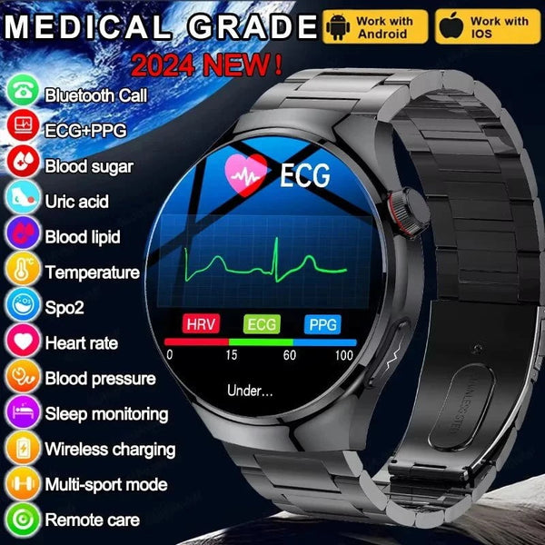 2025 Medical Grade Smartwatch - Uric Acid, Blood Glucose, ECG, Heart Rate & Blood Pressure Health Monitor by Luxe Ahmar – Available at LUXE AHMAR