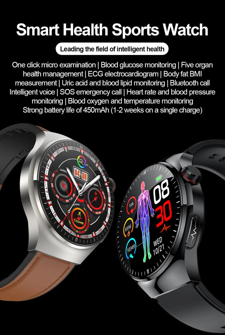 2025 Medical Grade Smartwatch - Uric Acid, Blood Glucose, ECG, Heart Rate & Blood Pressure Health Monitor by Luxe Ahmar – Available at LUXE AHMAR
