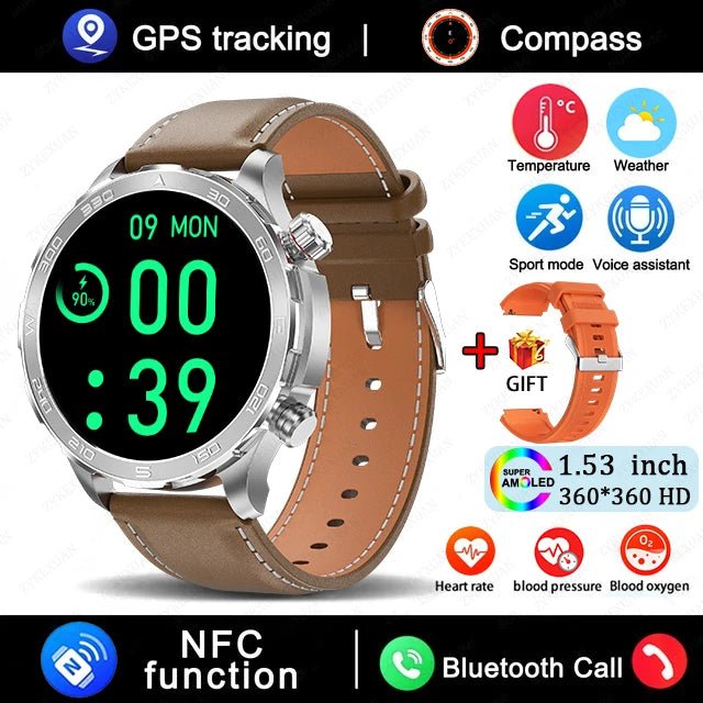 2025 New Bluetooth Call Smart Watch for Men – 1.53" AMOLED HD Screen, Heart Rate Monitor, NFC, GPS, IP68 Waterproof, Sports Smartwatch by LUXE AHMAR – Available at LUXE AHMAR
