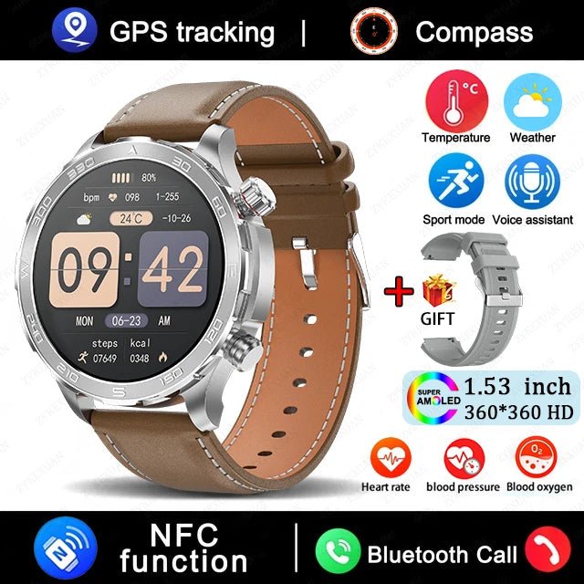2025 New Bluetooth Call Smart Watch for Men – 1.53" AMOLED HD Screen, Heart Rate Monitor, NFC, GPS, IP68 Waterproof, Sports Smartwatch by LUXE AHMAR – Available at LUXE AHMAR