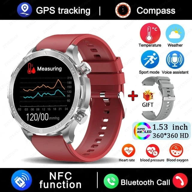 2025 New Bluetooth Call Smart Watch for Men – 1.53" AMOLED HD Screen, Heart Rate Monitor, NFC, GPS, IP68 Waterproof, Sports Smartwatch by LUXE AHMAR – Available at LUXE AHMAR