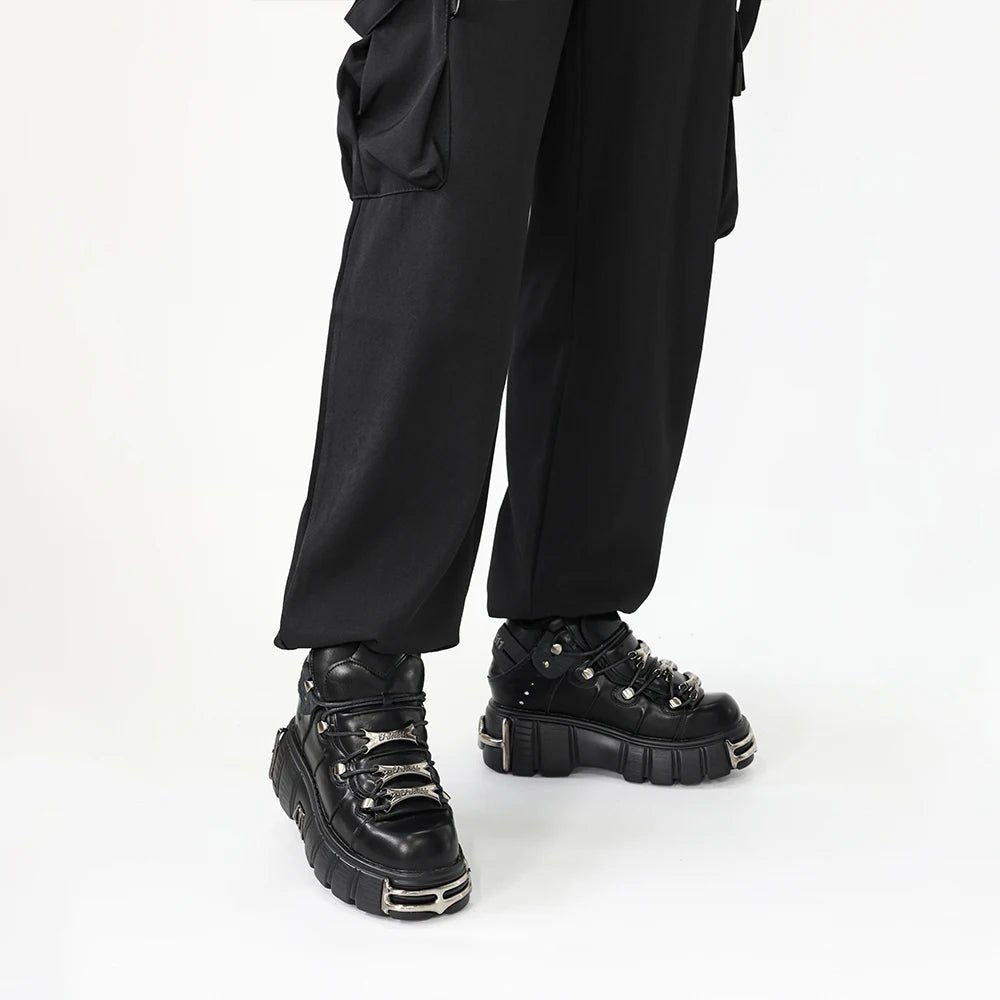 2025 New Punk Style Women's Lace - Up Platform Shoes - 6CM Heel with Metal Decor Rock Boots by Luxe Ahmar – Available at LUXE AHMAR