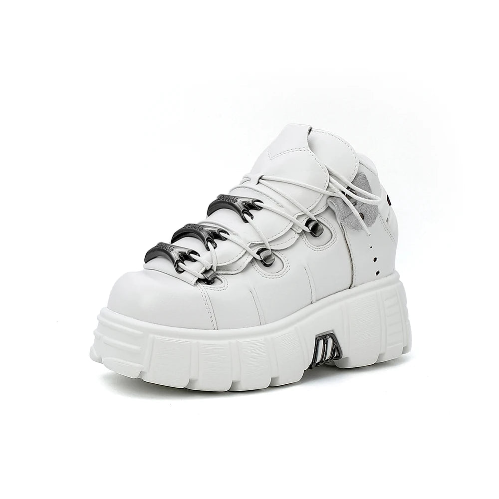 2025 New Punk Style Women's Lace - Up Platform Shoes - 6CM Heel with Metal Decor Rock Boots by Luxe Ahmar – Available at LUXE AHMAR