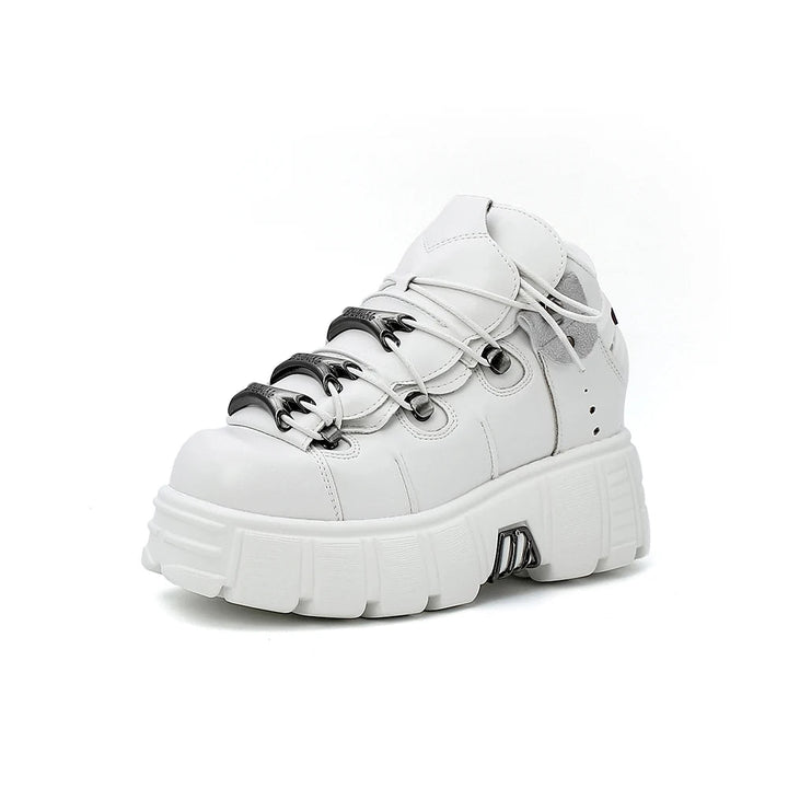 2025 New Punk Style Women's Lace - Up Platform Shoes - 6CM Heel with Metal Decor Rock Boots by Luxe Ahmar – Available at LUXE AHMAR