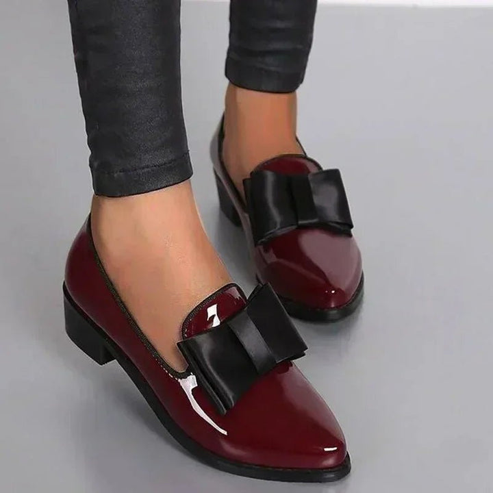 2025 Women’s Loafers with Bow Decor – Pointed Toe Flat Shoes in Patent Leather by Luxe Ahmar – Available at LUXE AHMAR