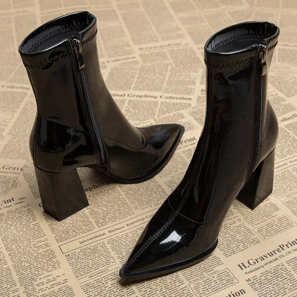 2025 Women’s Pointed Toe Solid Color Boots - Versatile & Comfortable Workplace Banquet Footwear by Luxe Ahmar – Available at LUXE AHMAR