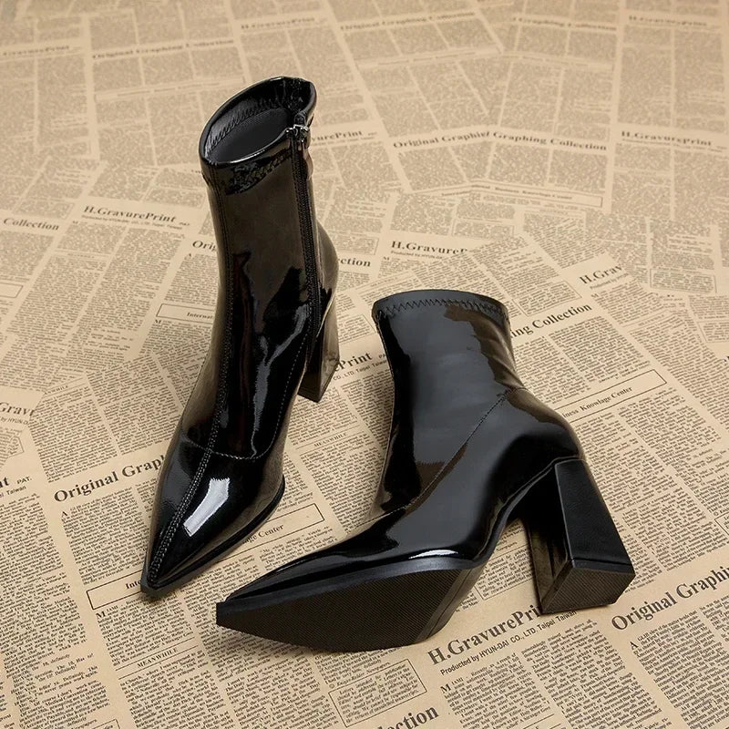 2025 Women’s Pointed Toe Solid Color Boots - Versatile & Comfortable Workplace Banquet Footwear by Luxe Ahmar – Available at LUXE AHMAR