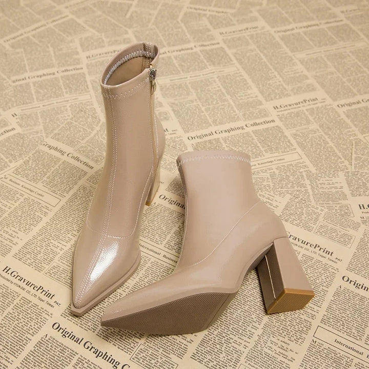 2025 Women’s Pointed Toe Solid Color Boots - Versatile & Comfortable Workplace Banquet Footwear by Luxe Ahmar – Available at LUXE AHMAR