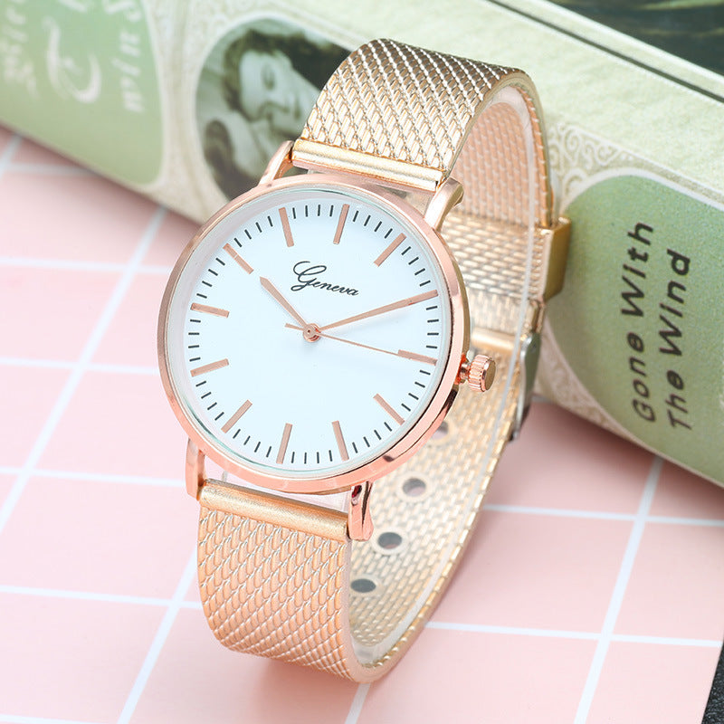 Geneva Watch Dial Plate Mesh Belt Female Minimalist Thin