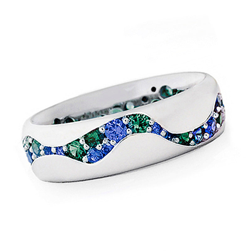 Blue-green Zircon Couple Ring